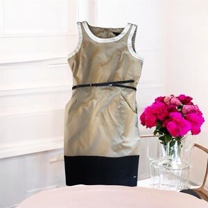 Women’s Tommy Hilfiger Sleeveless Color Block Dress Khaki & Navy Blue Size 12